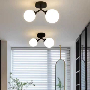 Lustra Cu Glob Mat alb 2x G9