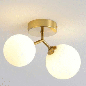 Lustră Aurie Cu Glob Mat Alb G9 x2