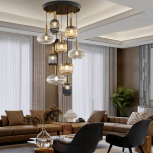 Lustra Schuller Norma, Negru, Sticla, 9XE27, D.80 cm, 225090