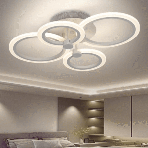 Lustră LED 4 cercuri Albă cu Telecomandă wifi 2.4G