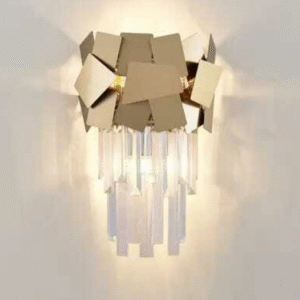 Aplică de perete, Textura Cristal, Aurie, 2xE14