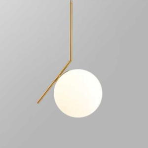 Pendul Auriu cu Glob Alb, 1xE27